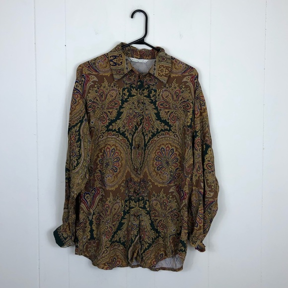Vintage Multi Colour Paisley Print Button Down - Picture 1 of 10